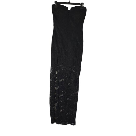 Strapless Women’s Lace M Black Sheer Slit Evening Formal Goth Vintage Romper - Picture 1 of 8